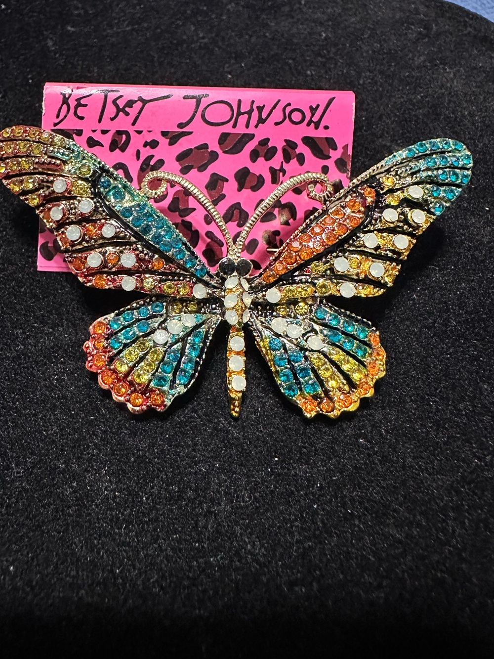 Betsey Johnson Multicolor Crystal Butterfly Brooch